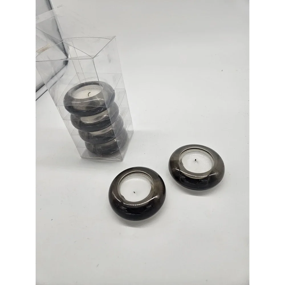 Set Of 6 Round Small Glass Decorative Tea Light Holders‎